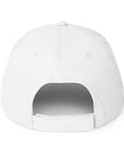 Unisex Unbothered baseball cap in white with WHATEVR text, back view