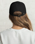 Unisex Classic baseball cap in black with WHATEVR logo, back view