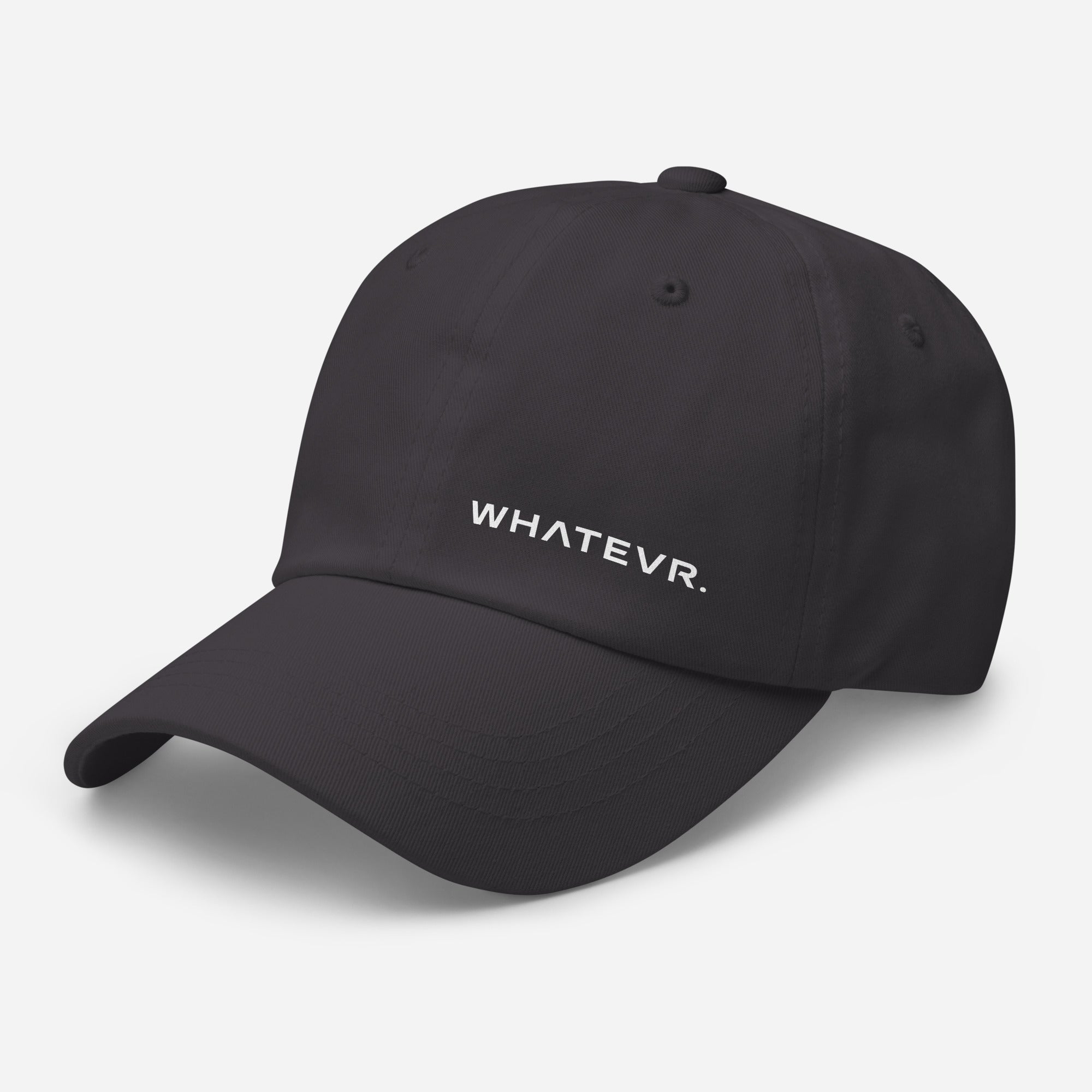 Unisex Classic baseball cap in gray with WHATEVR logo, front view