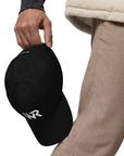 Unisex Classic baseball cap in black with embroidered WHATEVR logo, side view