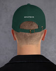 Unisex Classic baseball cap in green with embroidered WHATEVR logo, back view