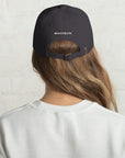 Unisex Classic baseball cap in gray with embroidered WHATEVR logo, back view