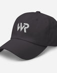 Unisex Classic baseball cap in gray with embroidered WHATEVR logo, front view