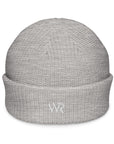 Unisex signature beanie in gray with embroidered WR logo, front view