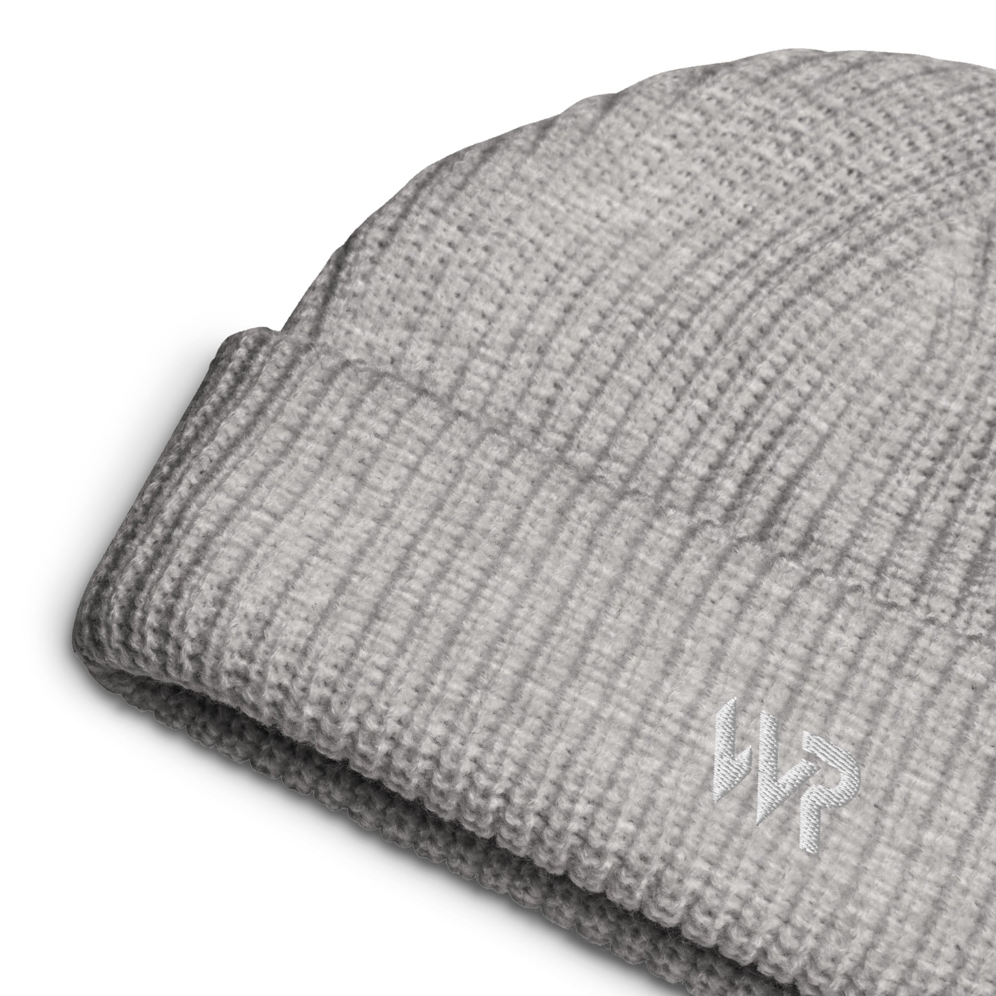 Unisex signature beanie in gray with embroidered WR logo, front view