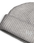 Unisex signature beanie in gray with embroidered WR logo, front view