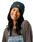 Unisex signature beanie in blue with embroidered WR logo, front view