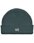 Unisex signature beanie in blue with embroidered WR logo, front view