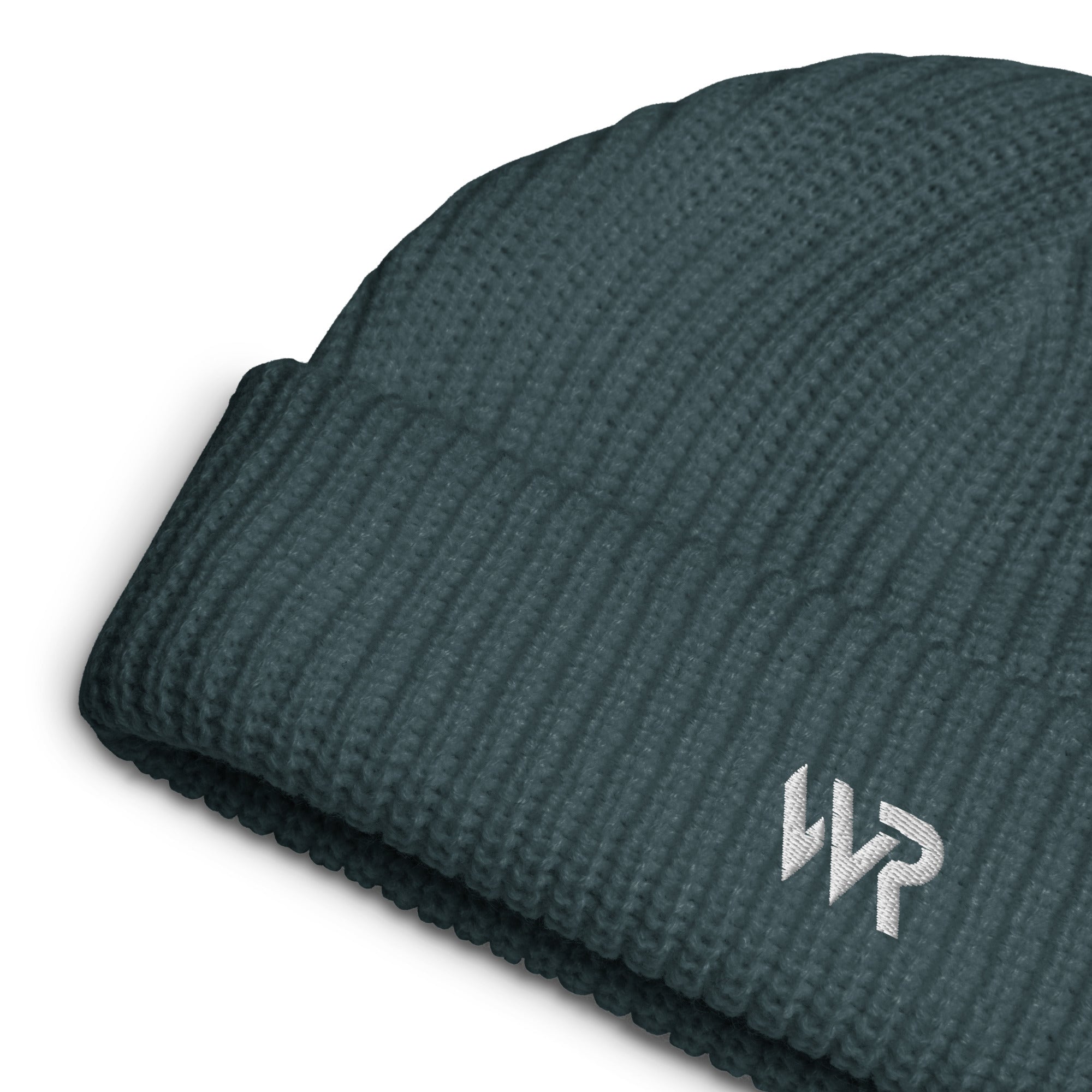 Unisex signature beanie in blue with embroidered WR logo, front view