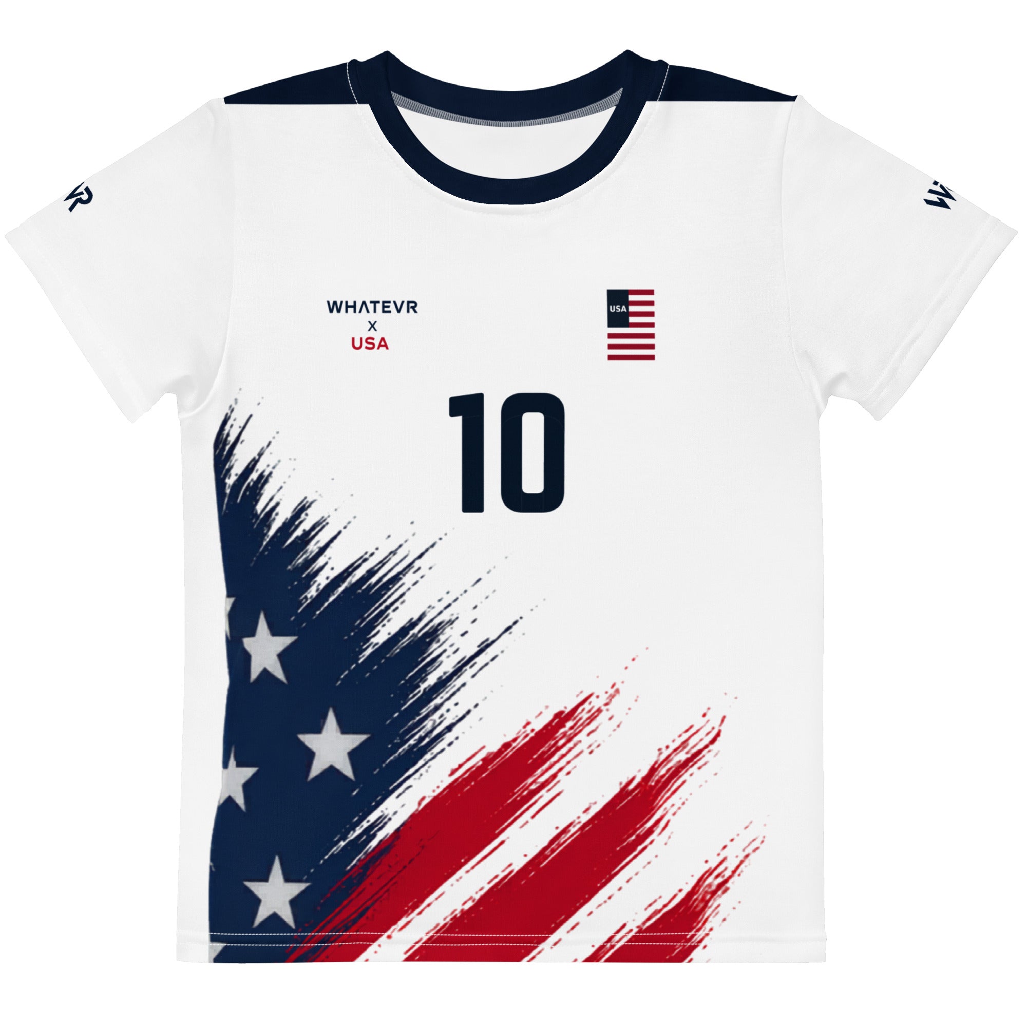 White t-shirt with flag stripes