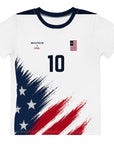 White t-shirt with flag stripes