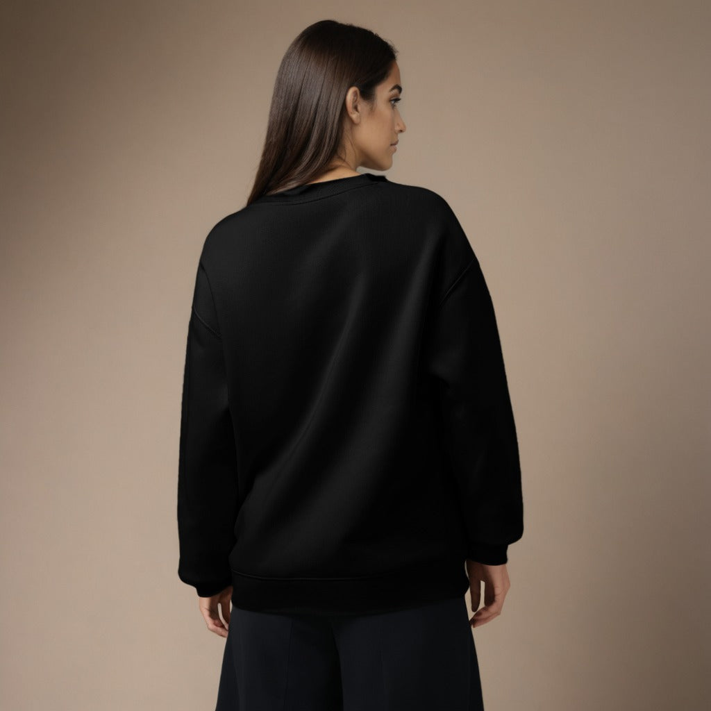 Women's premium sweatshirt in black, back view