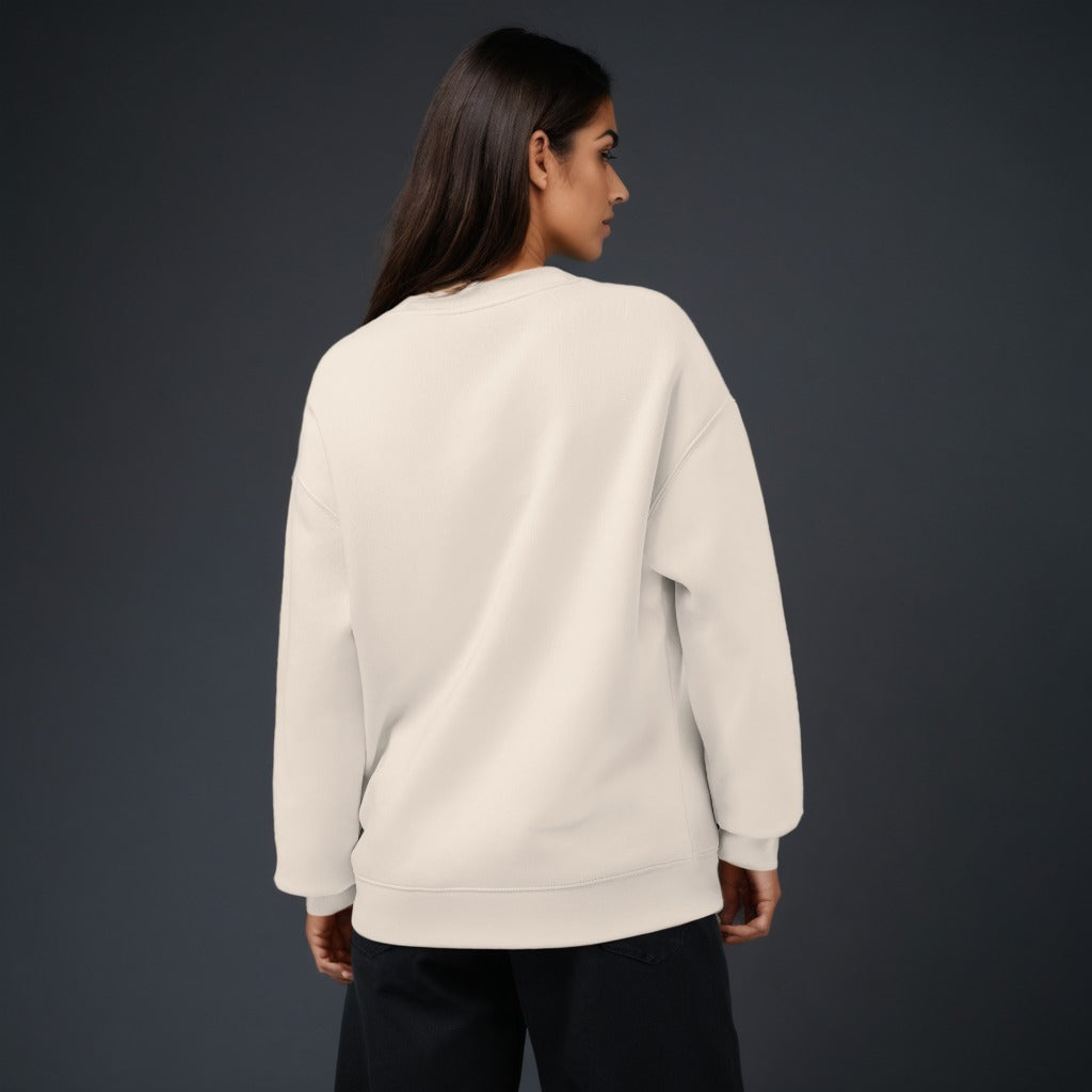 Women's premium sweatshirt in beige, back view