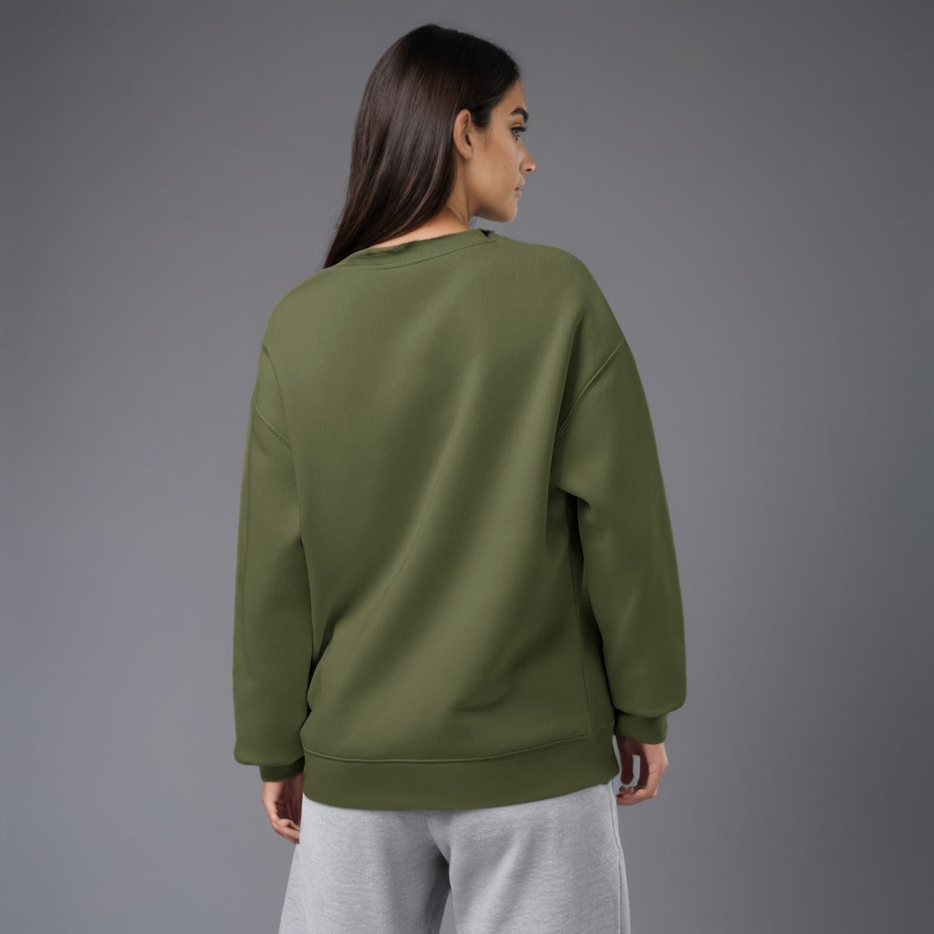 Women's premium sweatshirt in green, back view