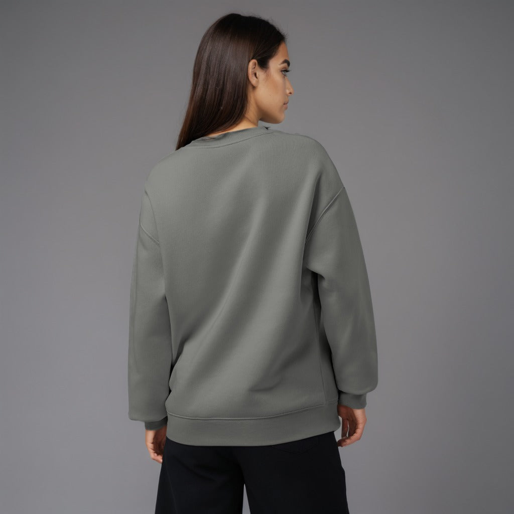 Women's premium sweatshirt in gray, back view
