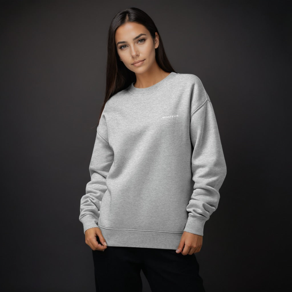 Women's premium sweatshirt in light gray, front view.