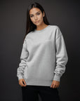 Women's premium sweatshirt in light gray, front view.