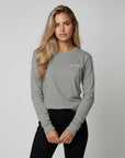 Women's heavyweight long sleeve t-shirt in gray, front view
