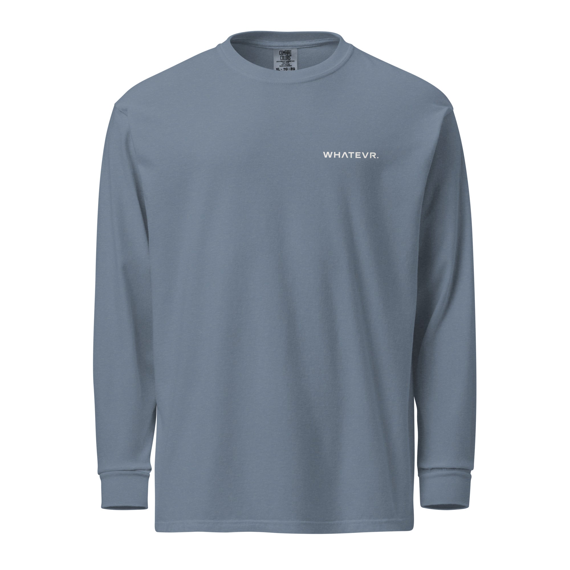Women's heavyweight long sleeve t-shirt in blue, front view