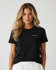 Women's premium t-shirt in black, front view