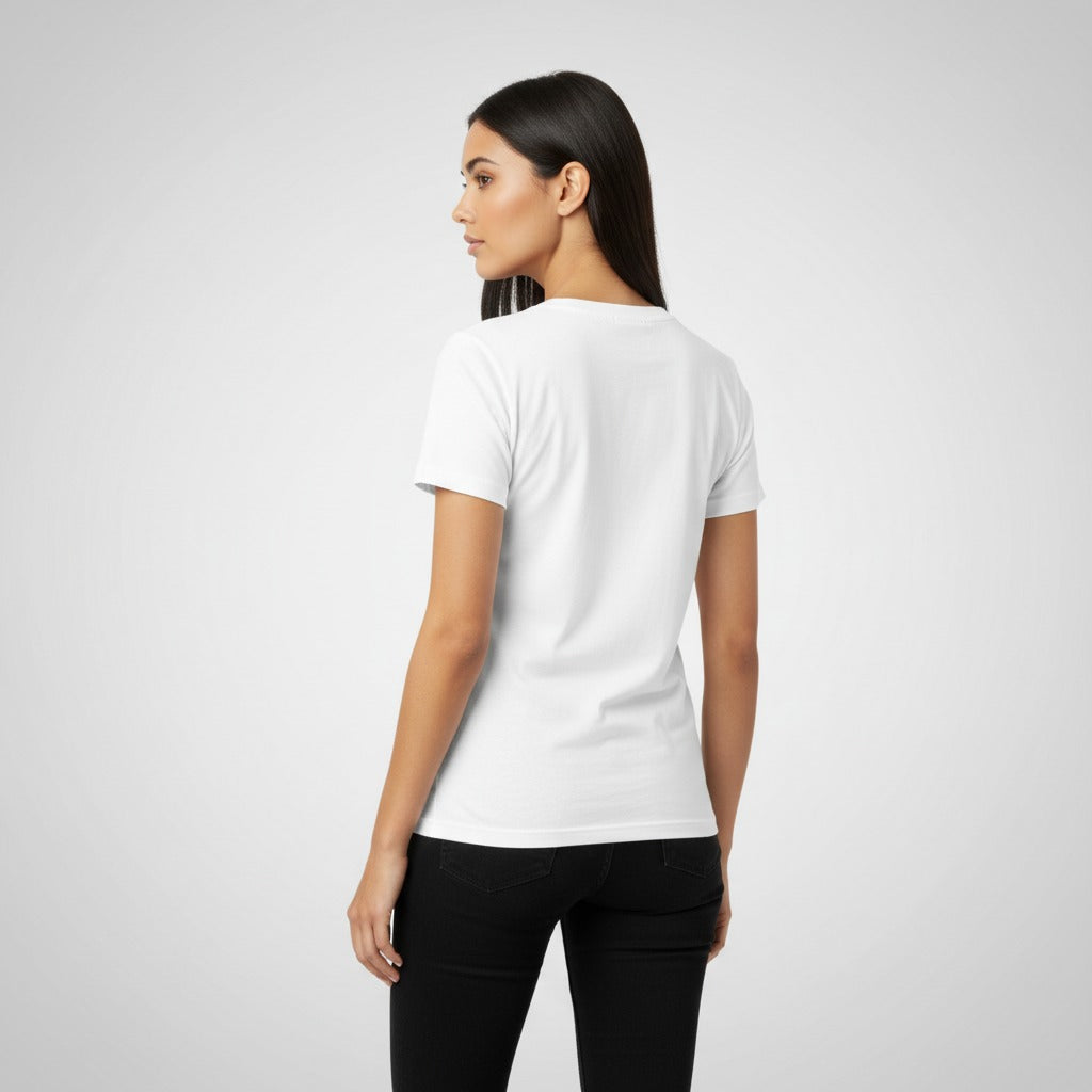 Women's premium t-shirt in white, back view