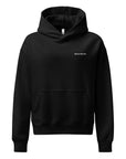 Women's premium heavyweight hoodie in black, front view.