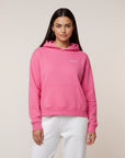 Women's premium heavyweight hoodie in pink, front view.