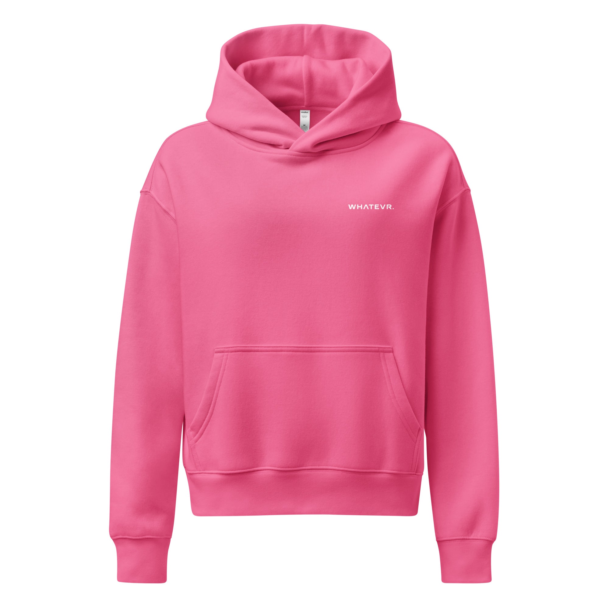 Women's premium heavyweight hoodie in pink, front view.