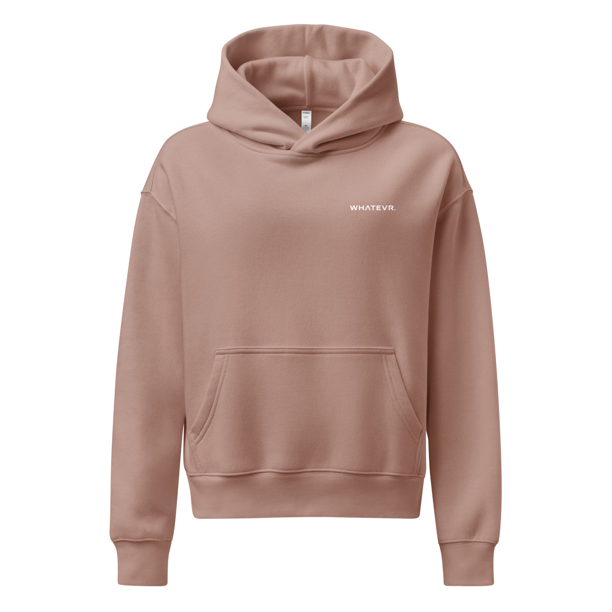 Women's premium heavyweight hoodie in taupe, front view.