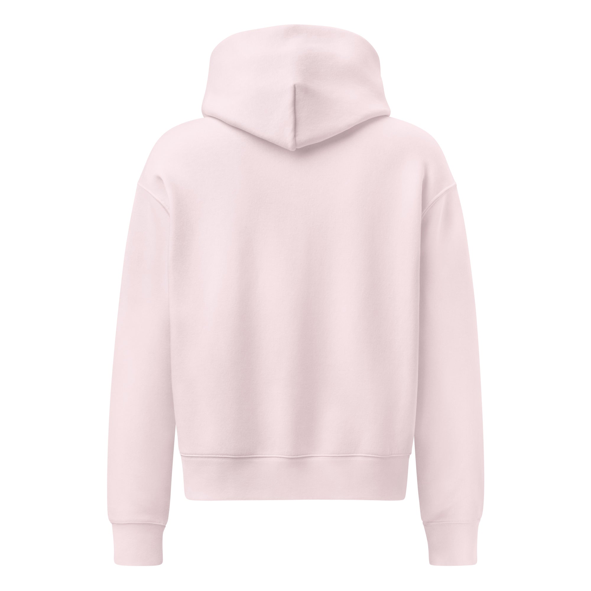 Women's premium heavyweight hoodie in lilac, back view.