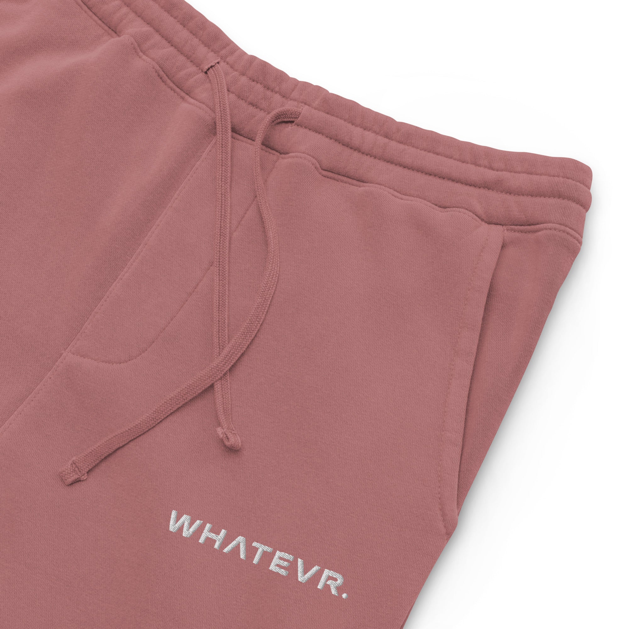 Women's essential relaxed sweatpants in maroon with embroidered detailing, front view.