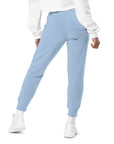 Women's essential relaxed sweatpants in light blue, back view.