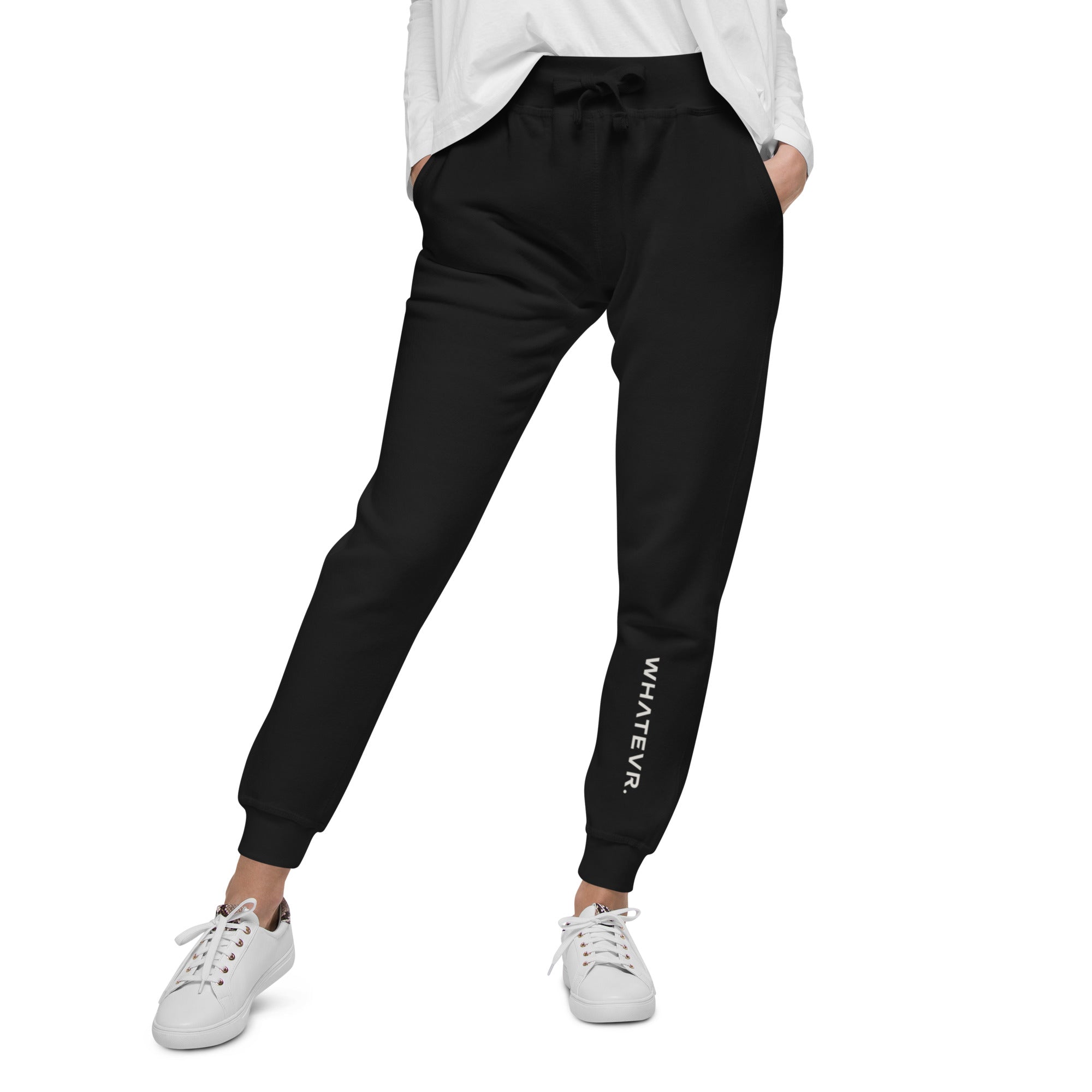 Women's essential slim fit sweatpants in black, front view.