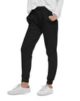 Women's essential slim fit sweatpants in black, side view.