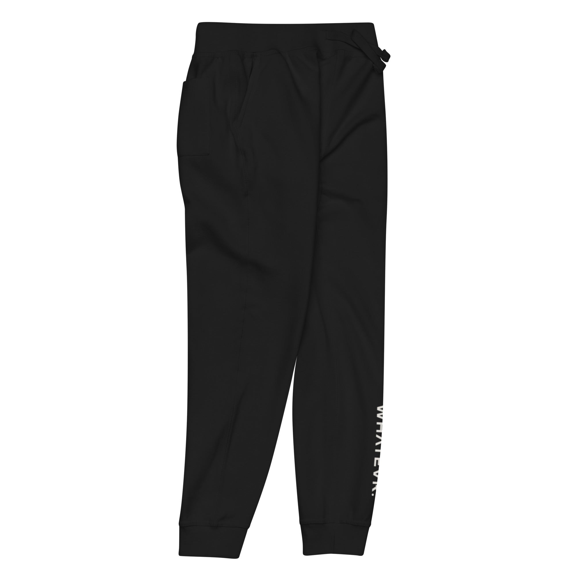 Women's essential slim fit sweatpants in black, side view.