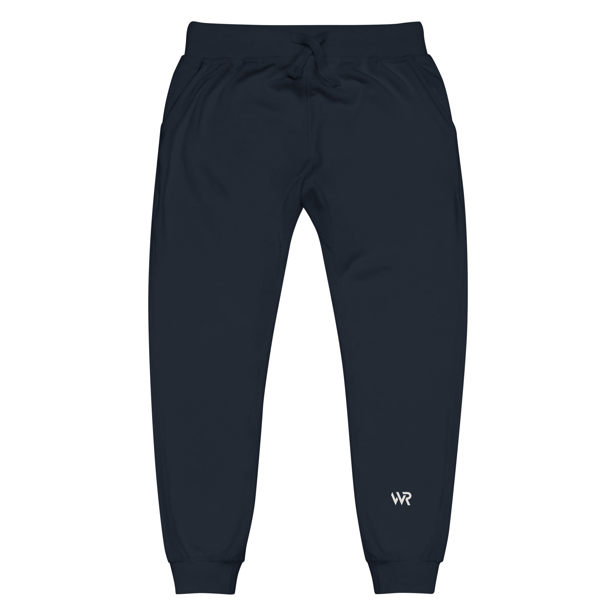 Women's essential slim fit sweatpants in dark blue, front view.