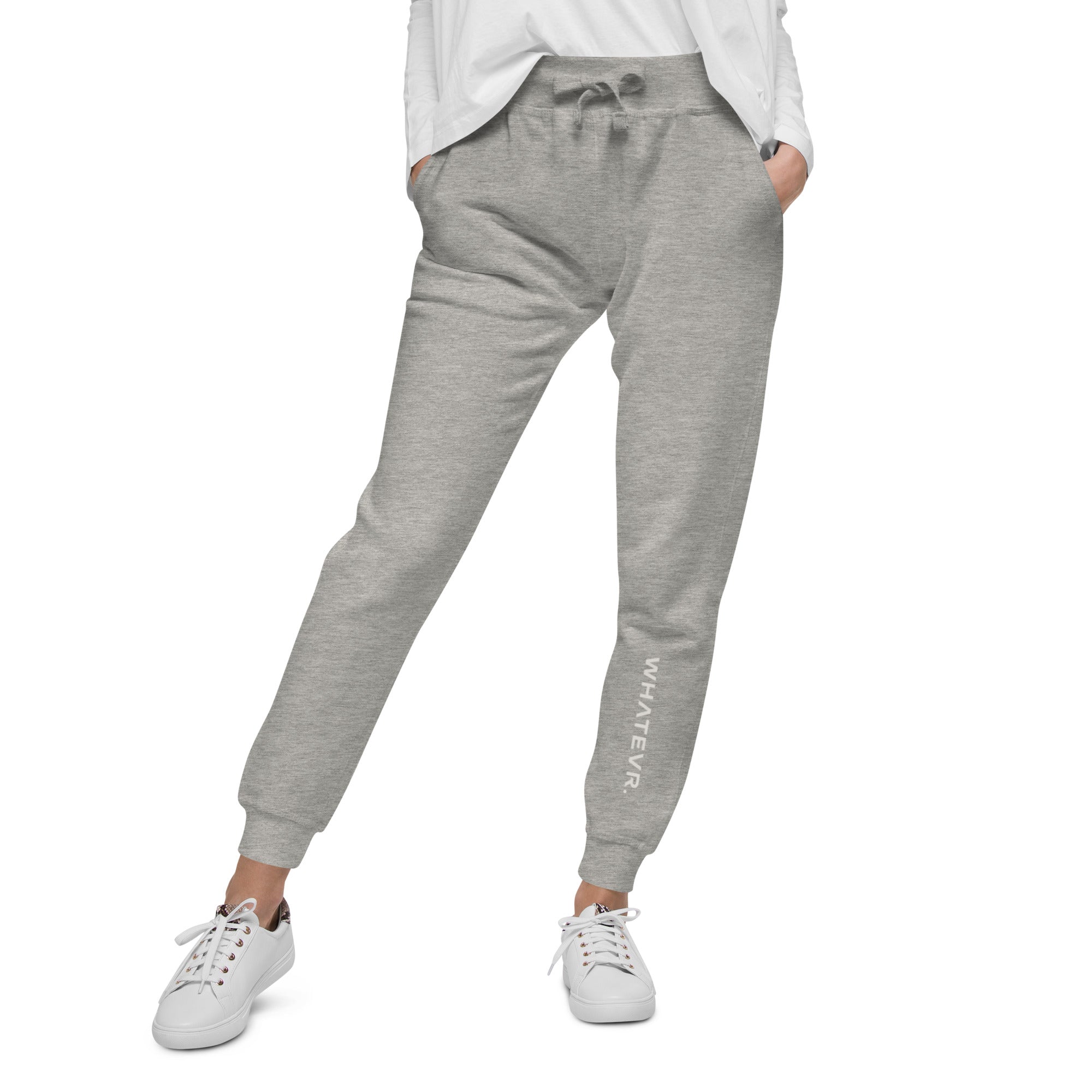 Women's essential slim fit sweatpants in grey, front view.