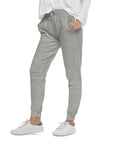 Women's essential slim fit sweatpants in grey, side view.