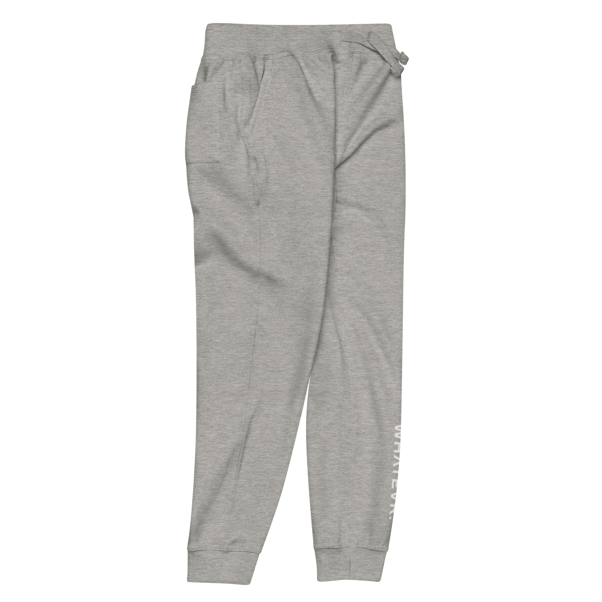 Women's essential slim fit sweatpants in grey, side view.