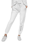 Women's essential slim fit sweatpants in white, front view.