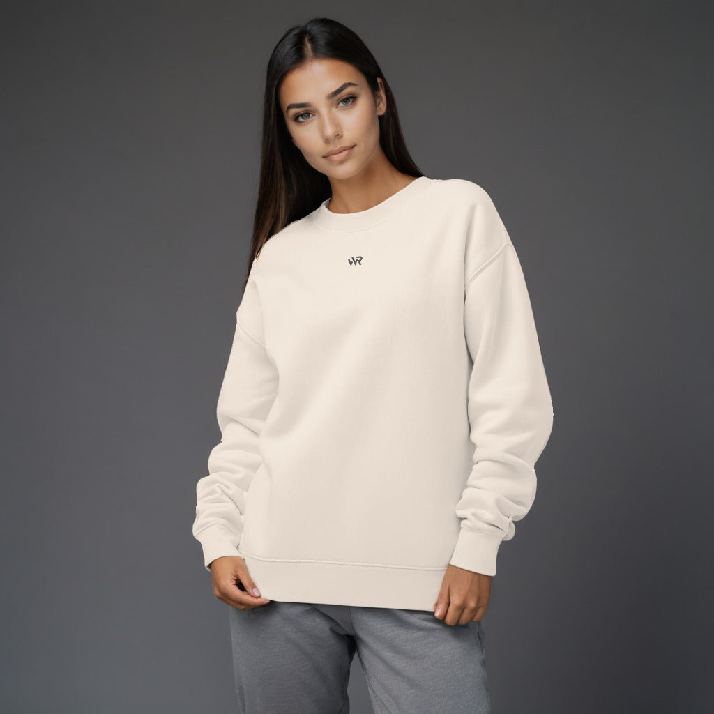 Women's premium sweatshirt in beige, front view