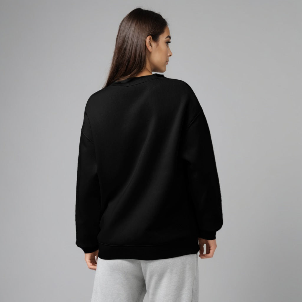 Women's premium sweatshirt in black, back view