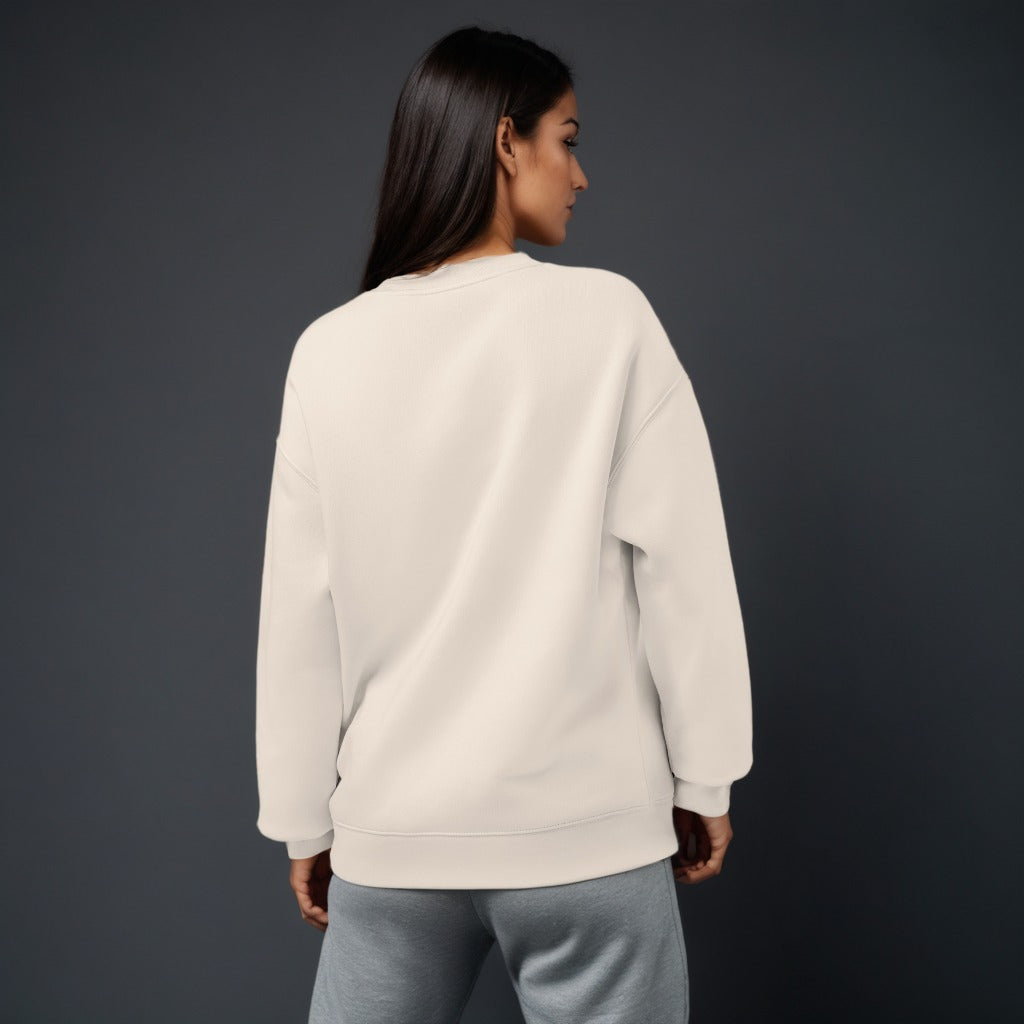 Women's premium sweatshirt in beige, back view