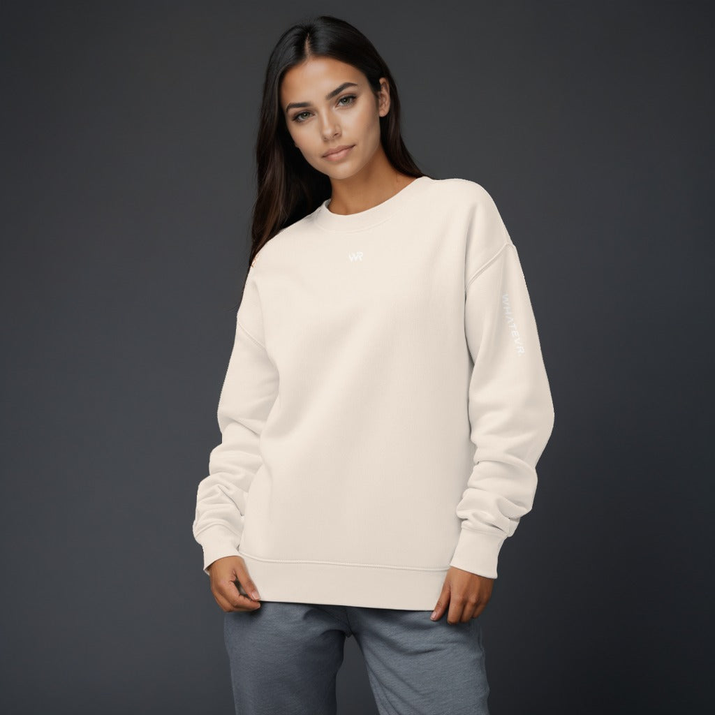Women's premium sweatshirt in beige, front view