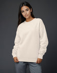 Women's premium sweatshirt in beige, front view