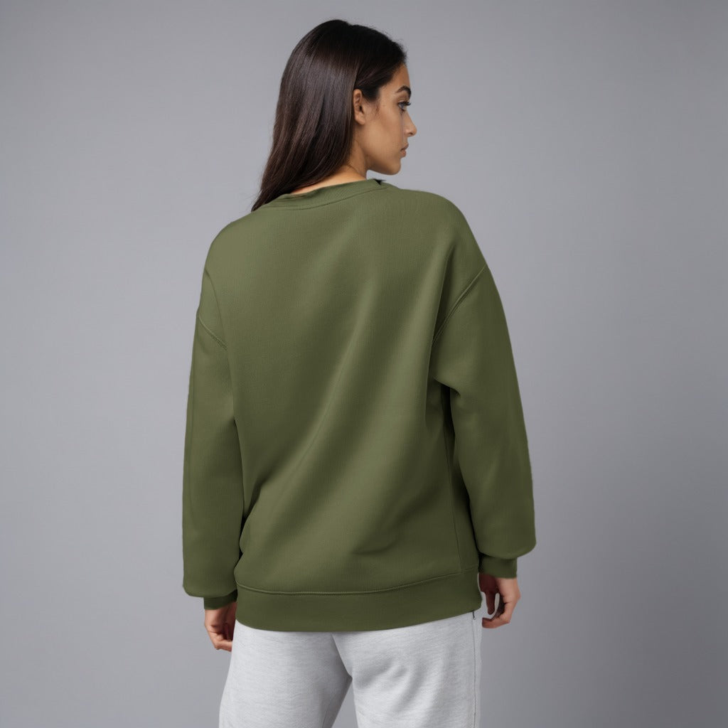 Women's premium sweatshirt in green, back view