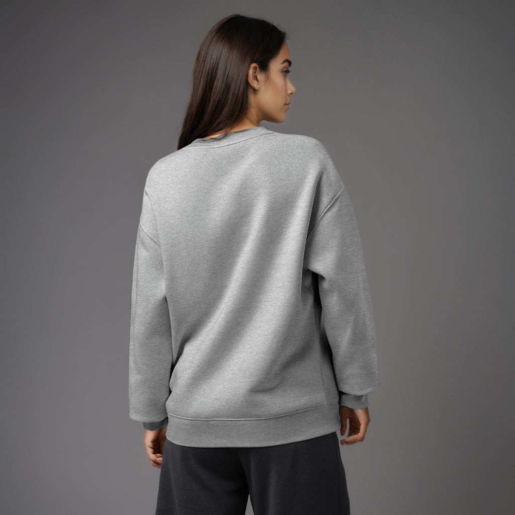 Women's premium sweatshirt in light gray, back view