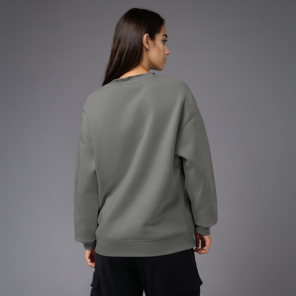 Women's premium sweatshirt in gray, back view