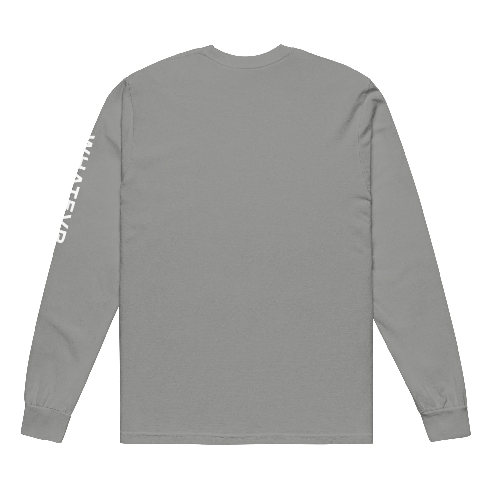 Women's heavyweight long sleeve t-shirt in gray, back view