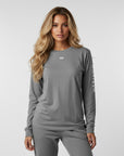 Women's heavyweight long sleeve t-shirt in gray, front view